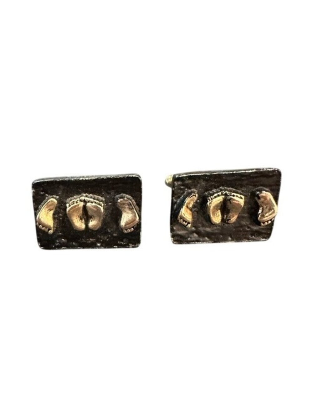 Naughty Feet Rectangle Cufflinks Adult Humor Funny Vintage Black Gold Risque